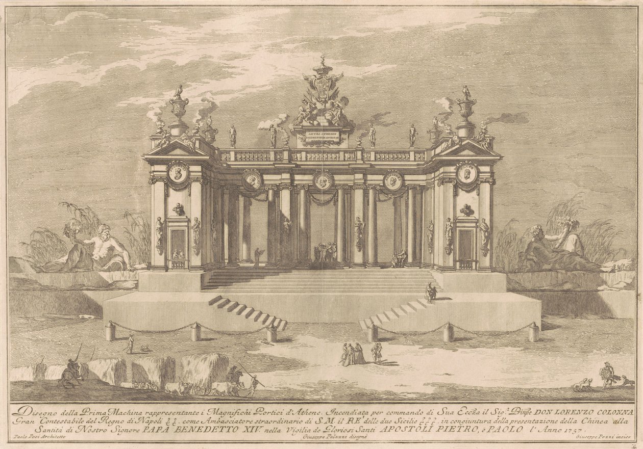 The Prima Macchina for the Chinea of 1757: The Colonnade of the Athenian Lyceum by after Giuseppe Palazzi Giuseppe Pozzi after Paolo Posi