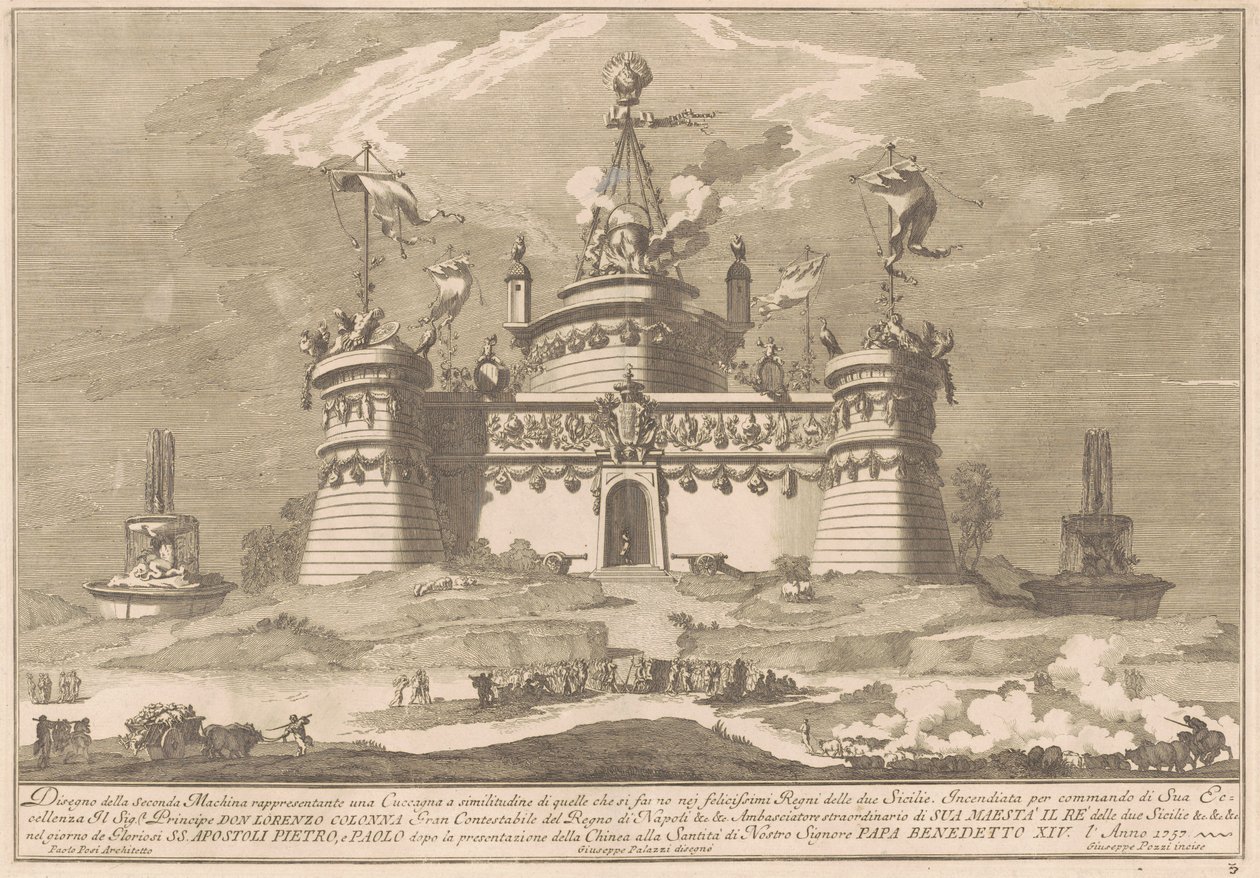 The Seconda Macchina for the Chinea of 1757: The Fortress of Cockaigne by after Giuseppe Palazzi Giuseppe Pozzi after Paolo Posi