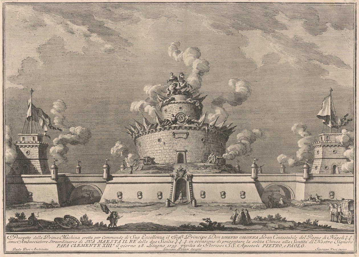 The Prima Macchina for the Chinea of 1759: A Fortress by after Giuseppe Palazzi Giuseppe Vasi after Paolo Posi