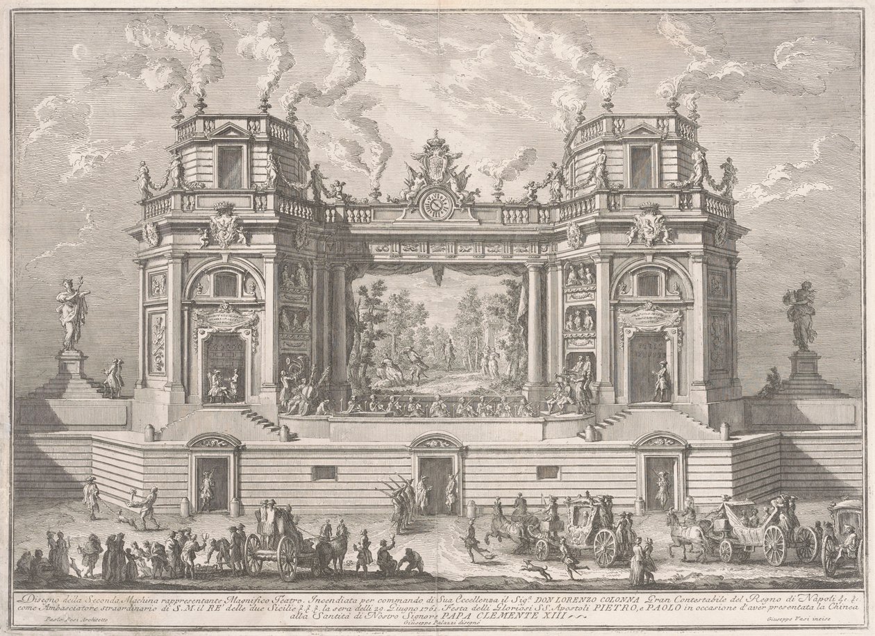 The Seconda Macchina for the Chinea of 1761: A Magnificent Theater by after Giuseppe Palazzi Giuseppe Vasi after Paolo Posi