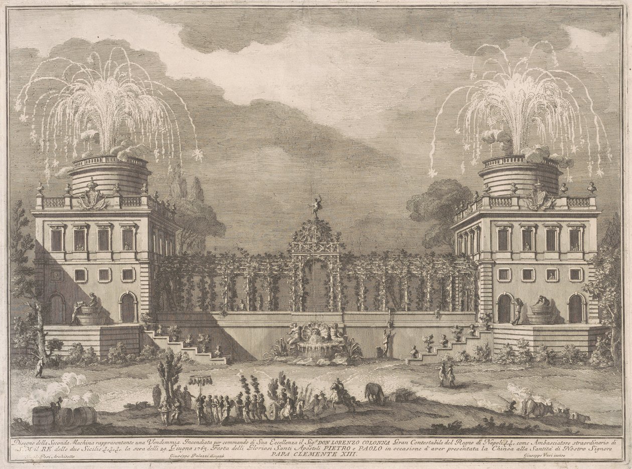 The Seconda Macchina for the Chinea of 1763: The Grape Harvest by after Giuseppe Palazzi Giuseppe Vasi after Paolo Posi