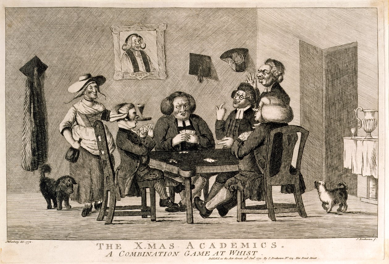 The X.mas Academics: A Combination Game at Whist, 1773 by after Henry William Bunbury