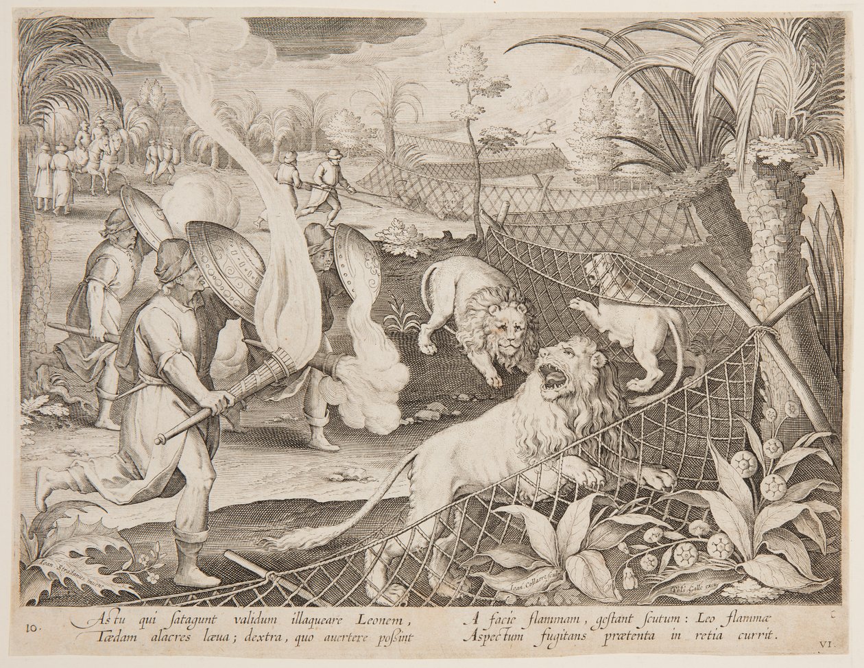 Lion Trap by after Jan van der Straet, called Stradanus