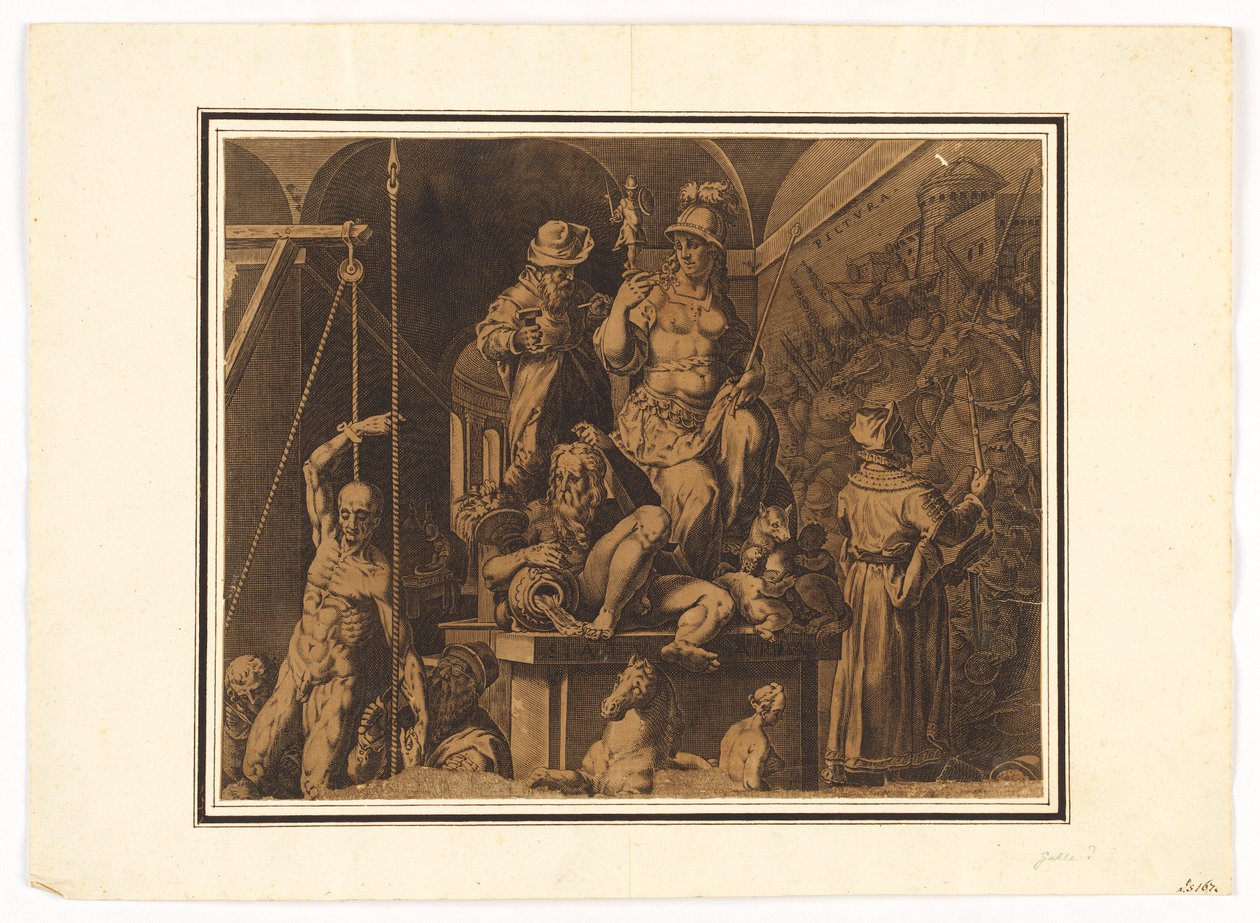 The Practitioners of the Visual Arts (upper half of torn sheet) by after Jan van der Straet, called Stradanus