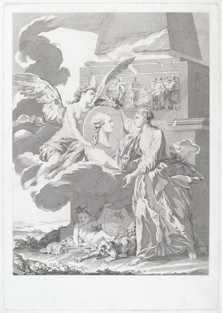 Allegorical Portrait of Pierre Buirette de Belloy by after Nicolas René Jollain Louis Simon Lempereur