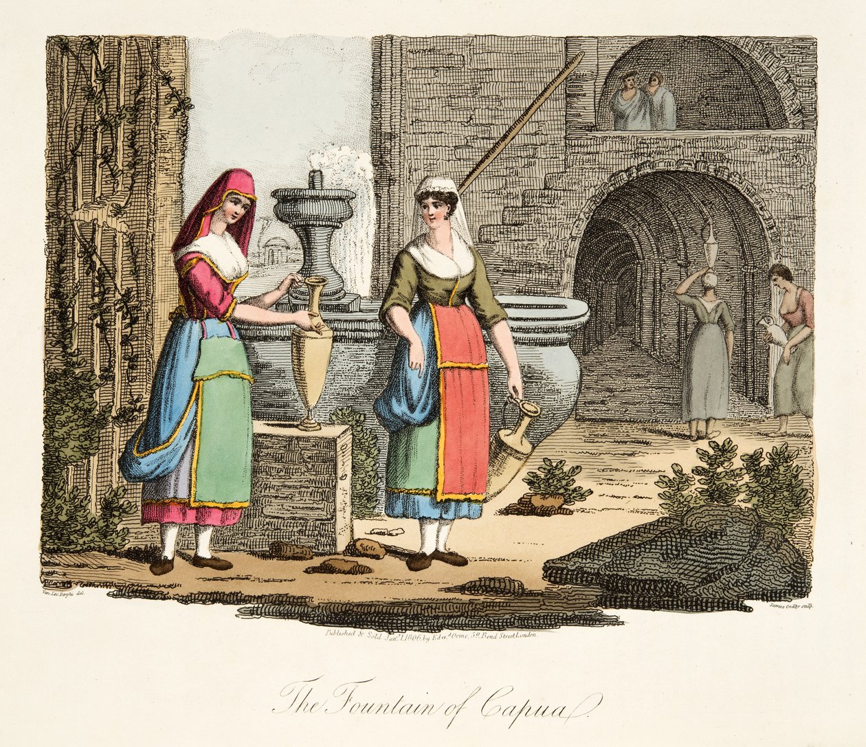 The Fountain of Capua, from Italian Scenery, representing the Manners, Customs and Amusements of the different States of Italy, pub. 1806 by after P. van Lerberghi