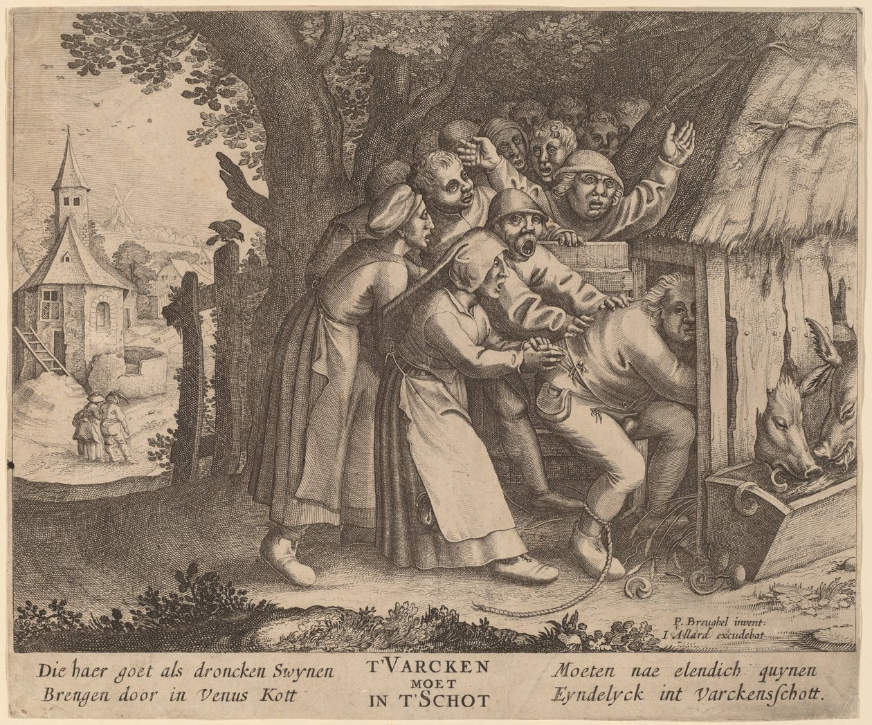 The Drunkard Pushed into the Pig Sty by after Pieter Bruegel the Elder