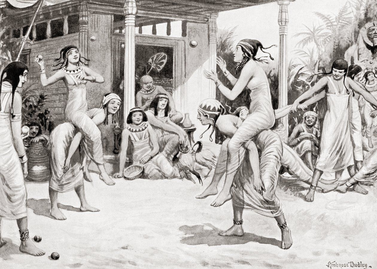 Young girls playing ball in the form of a dance in ancient Egypt, from Hutchinson
