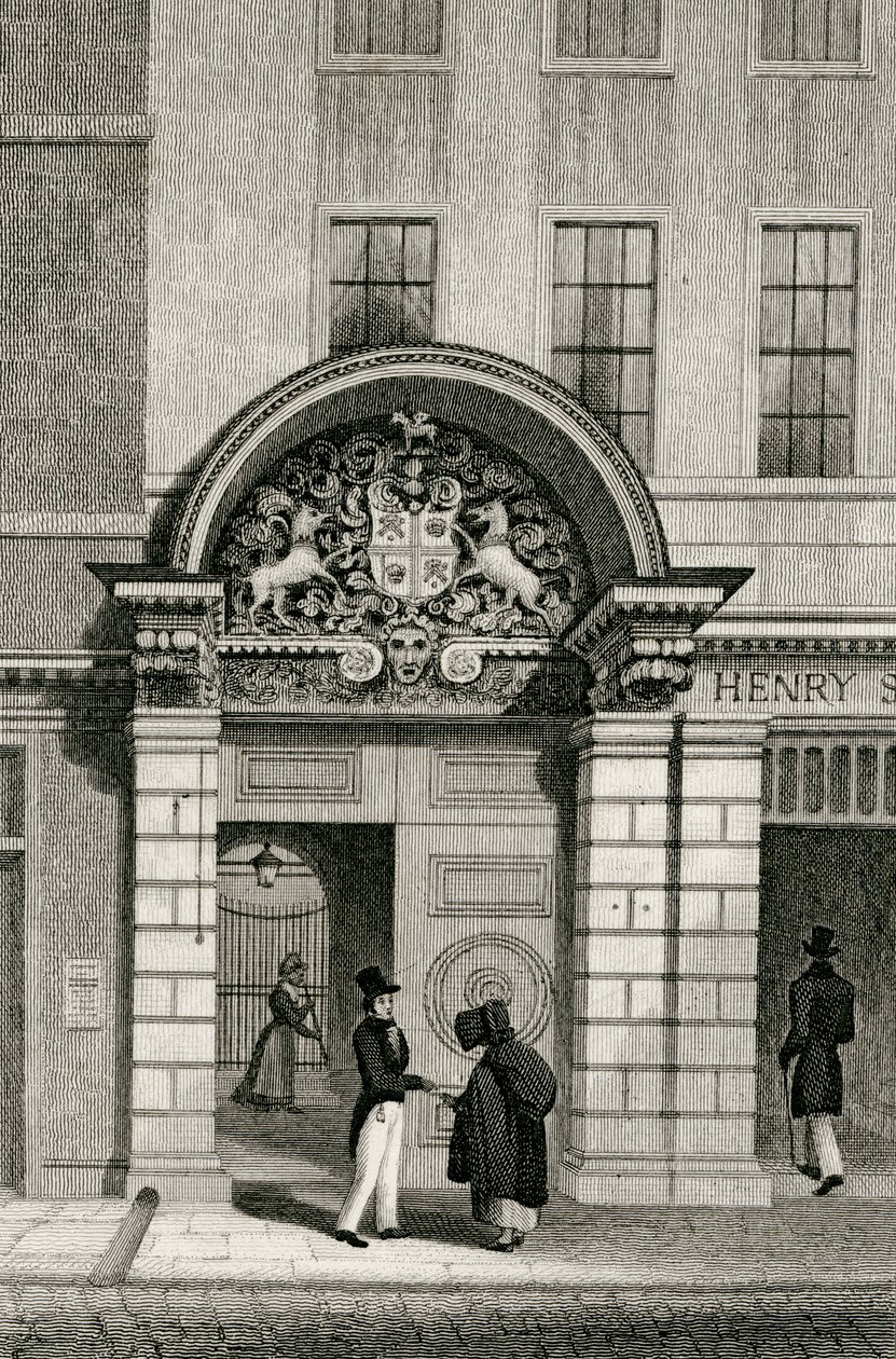 Barber Surgeons Hall, Monkwell Street, 1830 by Thomas Hosmer after Shepherd