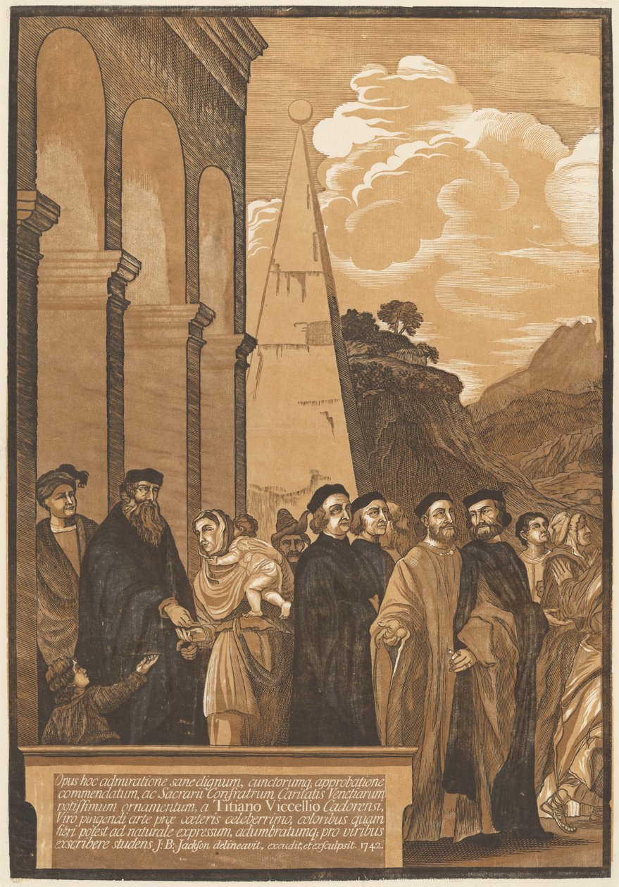 Presentation of the Virgin in the Temple (Left Panel) by after Titian John Baptist Jackson