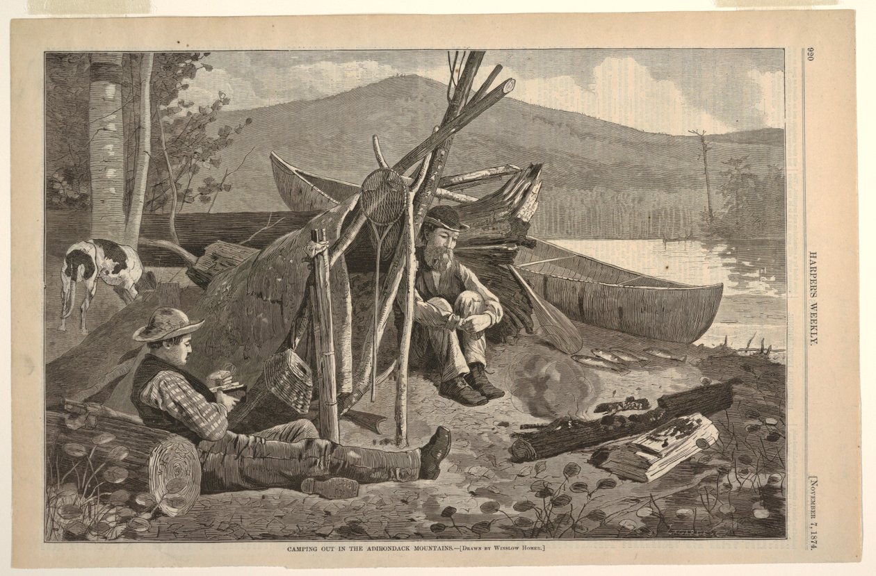 Camping Out in the Adirondack Mountains by after Winslow Homer