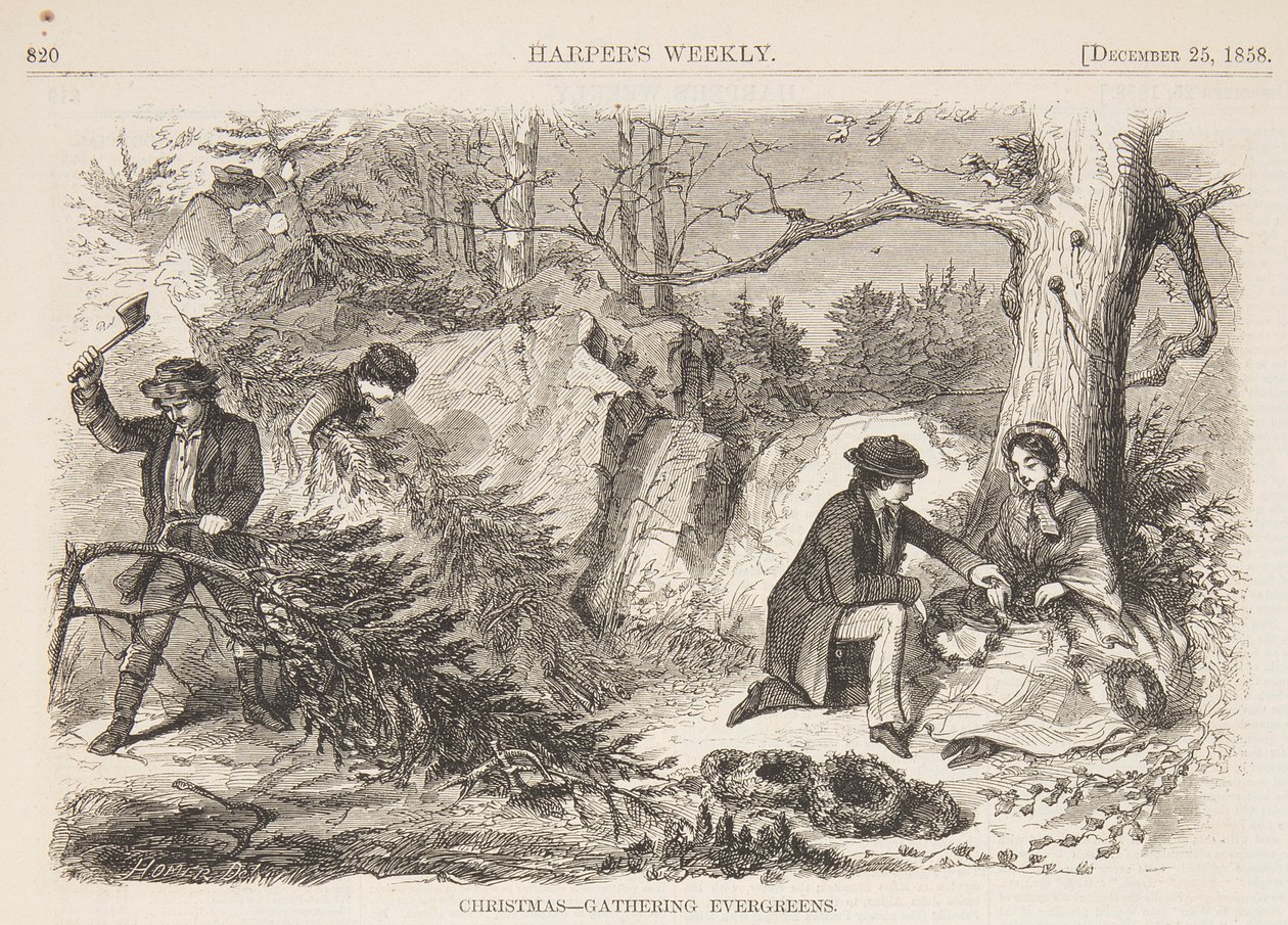 Christmas – Gathering Evergreens by after Winslow Homer