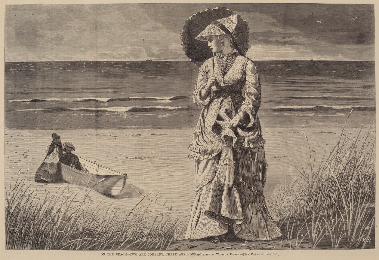 On the Beach - Two are Company, Three are None by after Winslow Homer