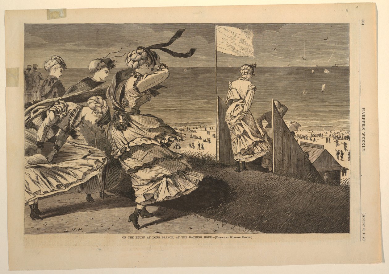 On the Bluff at Long Branch, at the Bathing Hour by after Winslow Homer