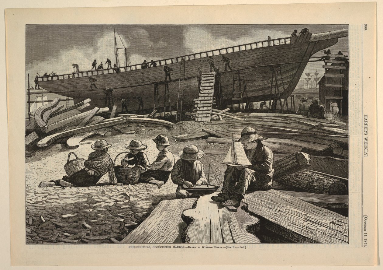 Ship-Building, Gloucester Harbor, from Harper