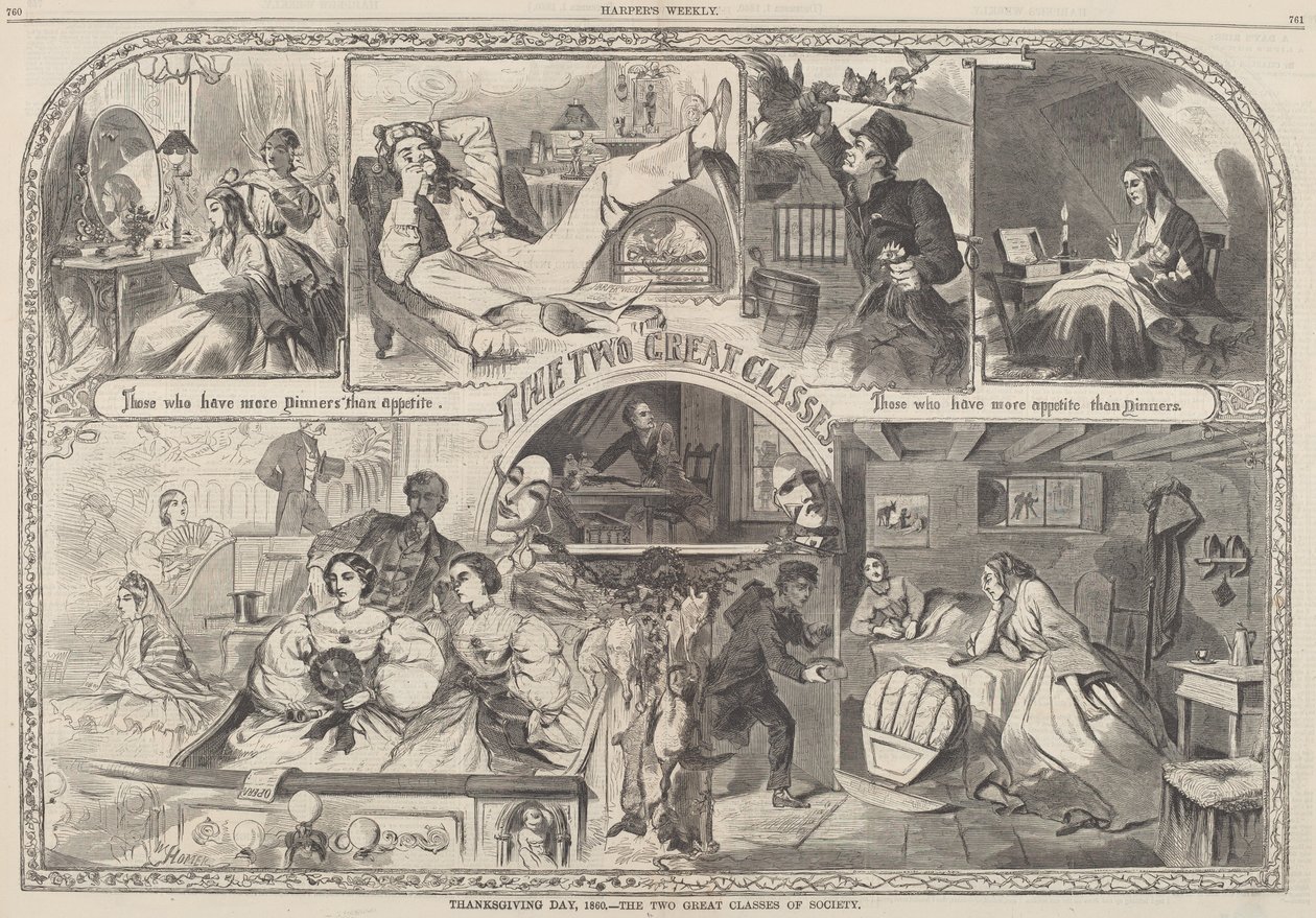 Thanksgiving Day, 1860 - The Two Great Classes of Society by after Winslow Homer