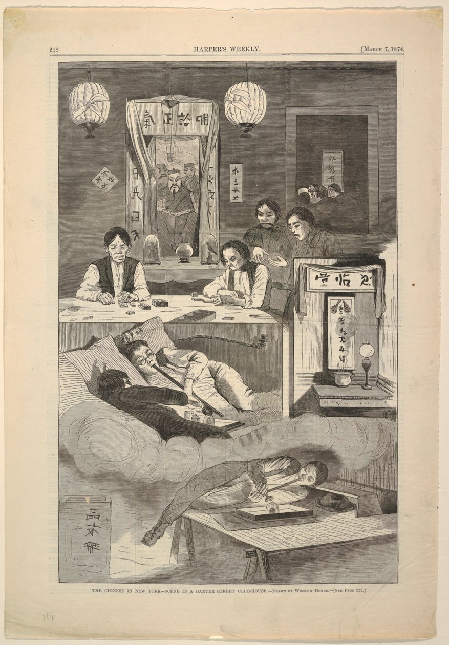 The Chinese in New York – Scene in a Baxter Street Club-House by after Winslow Homer
