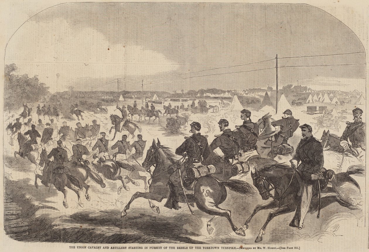 The Union Cavalry and Artillery Starting in Pursuit of the Rebels up the Yorktown Turnpike by Winslow Homer