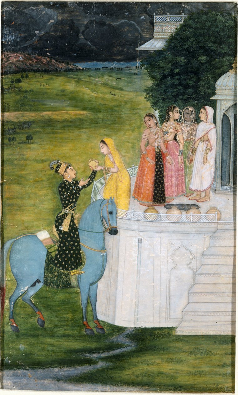 A Prince Receives a Water Jug from a Young Woman at a Well by anonymous 