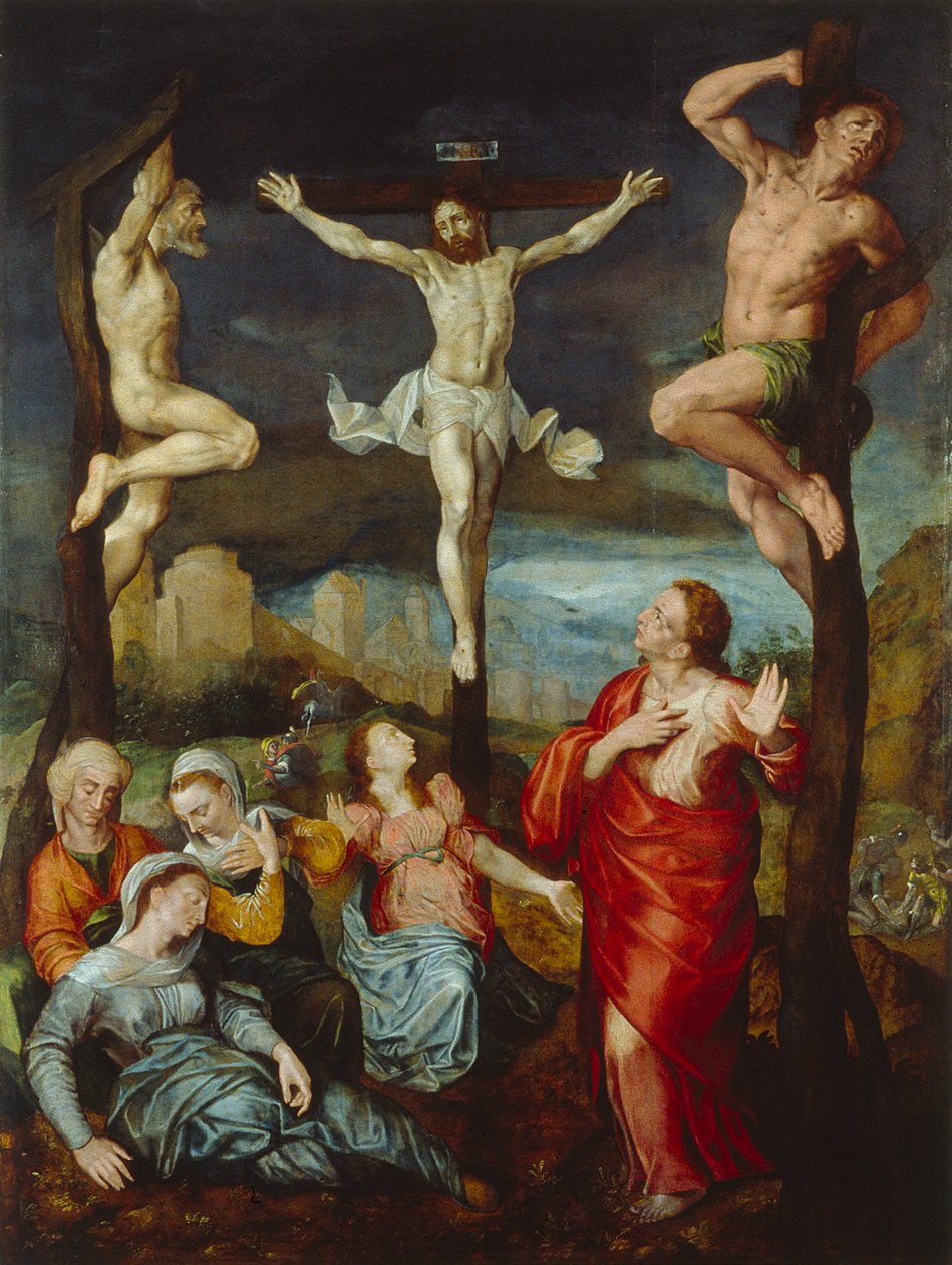 Christ on the Cross with Mary, John, and Mary Magdalene by anonymous 