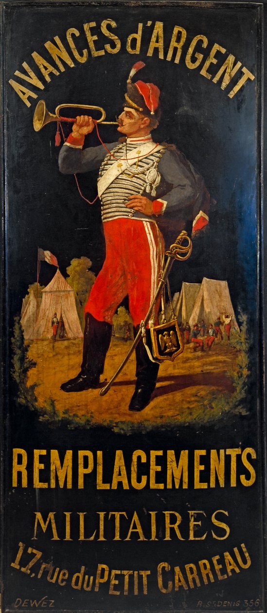 At the Hussar. Sign of a Military Replacement Office. 17 Rue des Petits-Carreaux, 11th Arrondissement, Paris by anonymous 