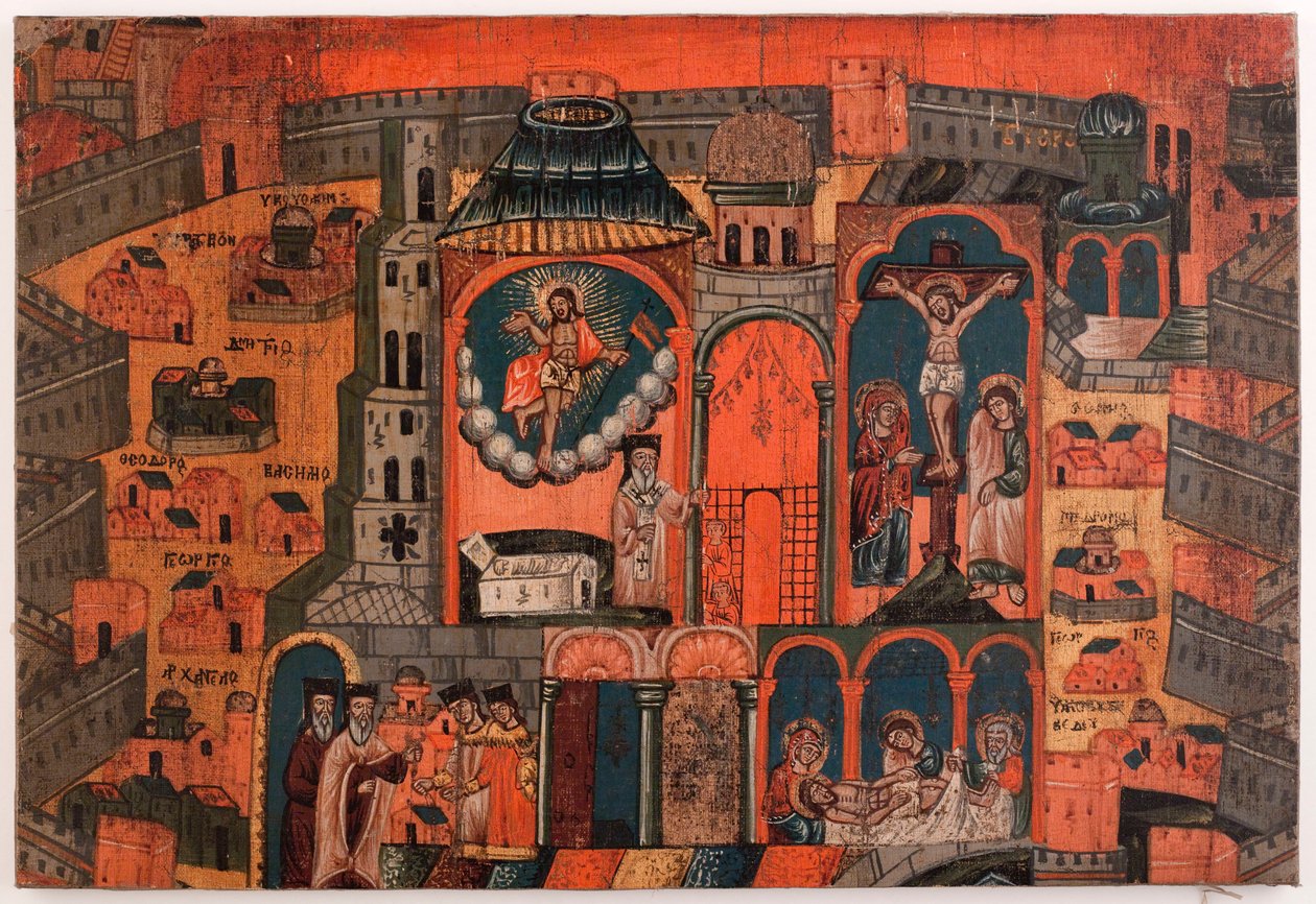 The Week of Renewal. Commemorative Canvas of the Pilgrims of Jerusalem by anonymous 