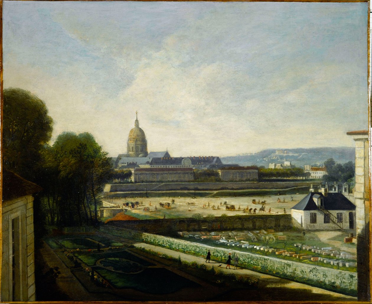 The Marble Depot and the Esplanade in Front of the Tuileries Swing Bridge, Before the Construction of Place Louis XV, circa 1750, Current 1st Arrondissement by anonymous 