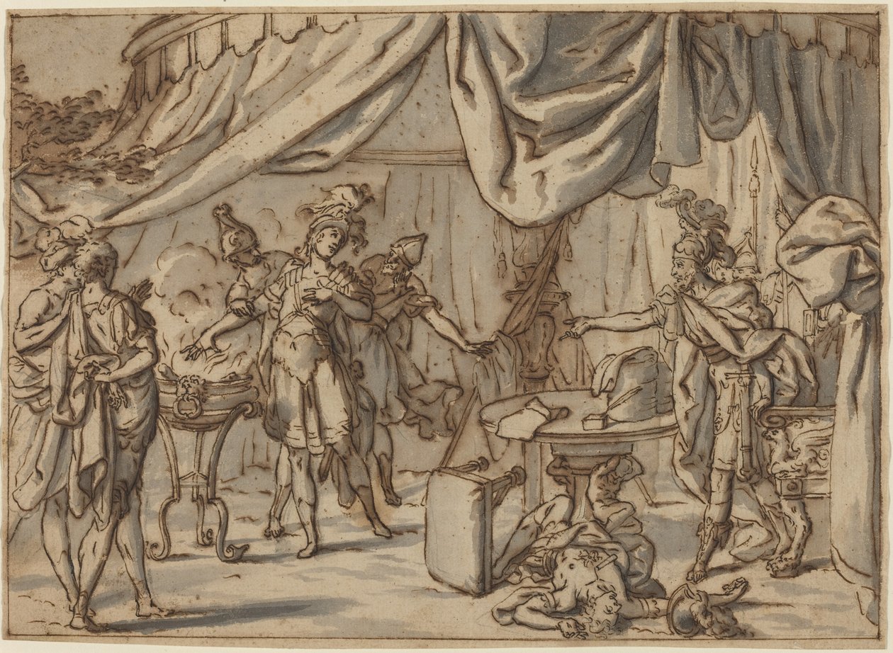 Mucius Scaevola by attributed to Bernardo Castello