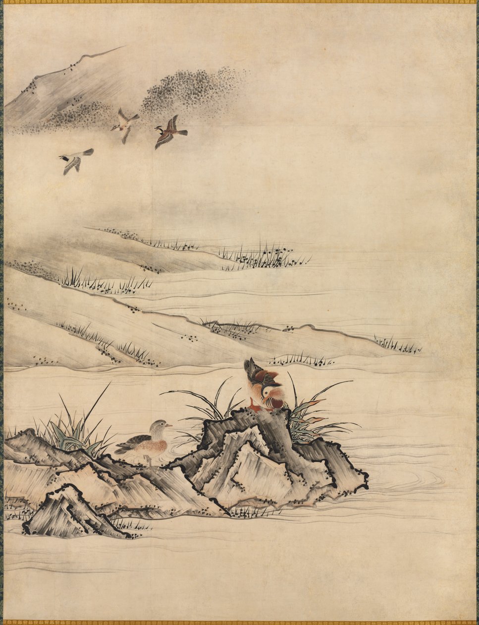 Flowers and Birds in a Spring Landscape by attributed to Kano Motonobu