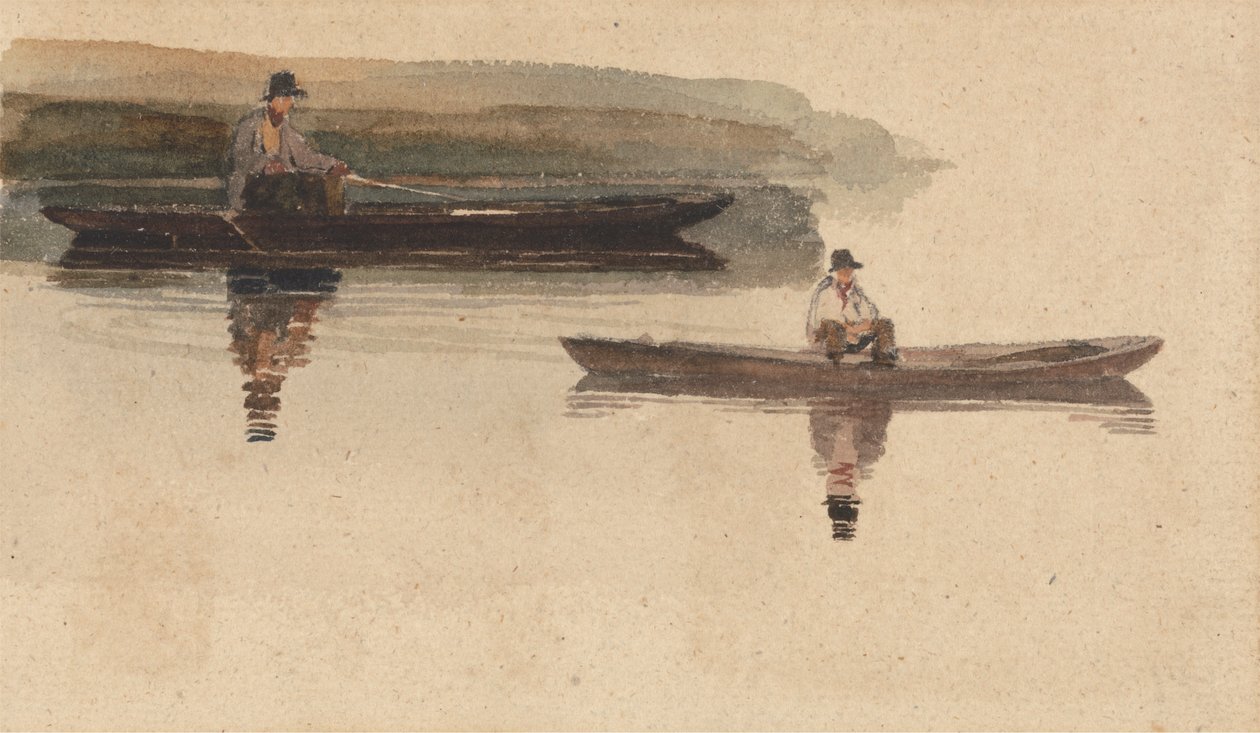 Two Men in Punts by attributed to Peter DeWint