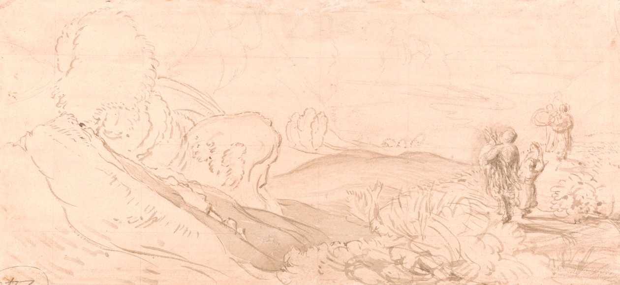 Landscape Sketch by attributed to Samuel Palmer