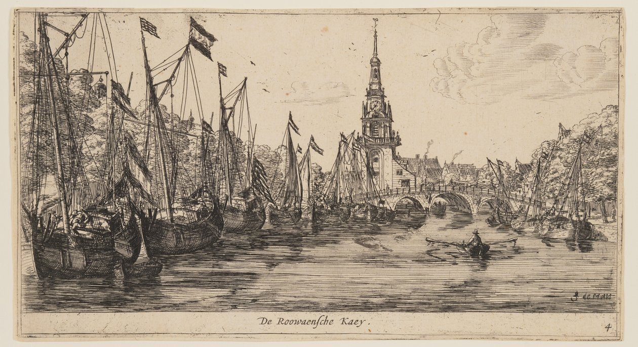 De Roowaensche Kaey, from Views of Amsterdam by called Zeeman Reinier Nooms
