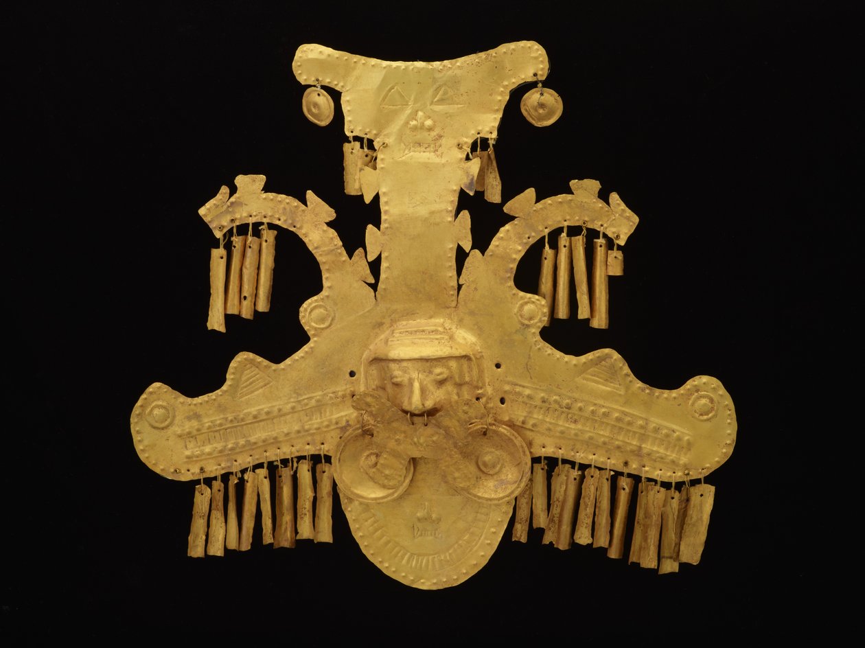 Headdress Ornament with Heads Flanked by Crested Crocodiles, Yotoco Period, c.100-700 by culture Calima
