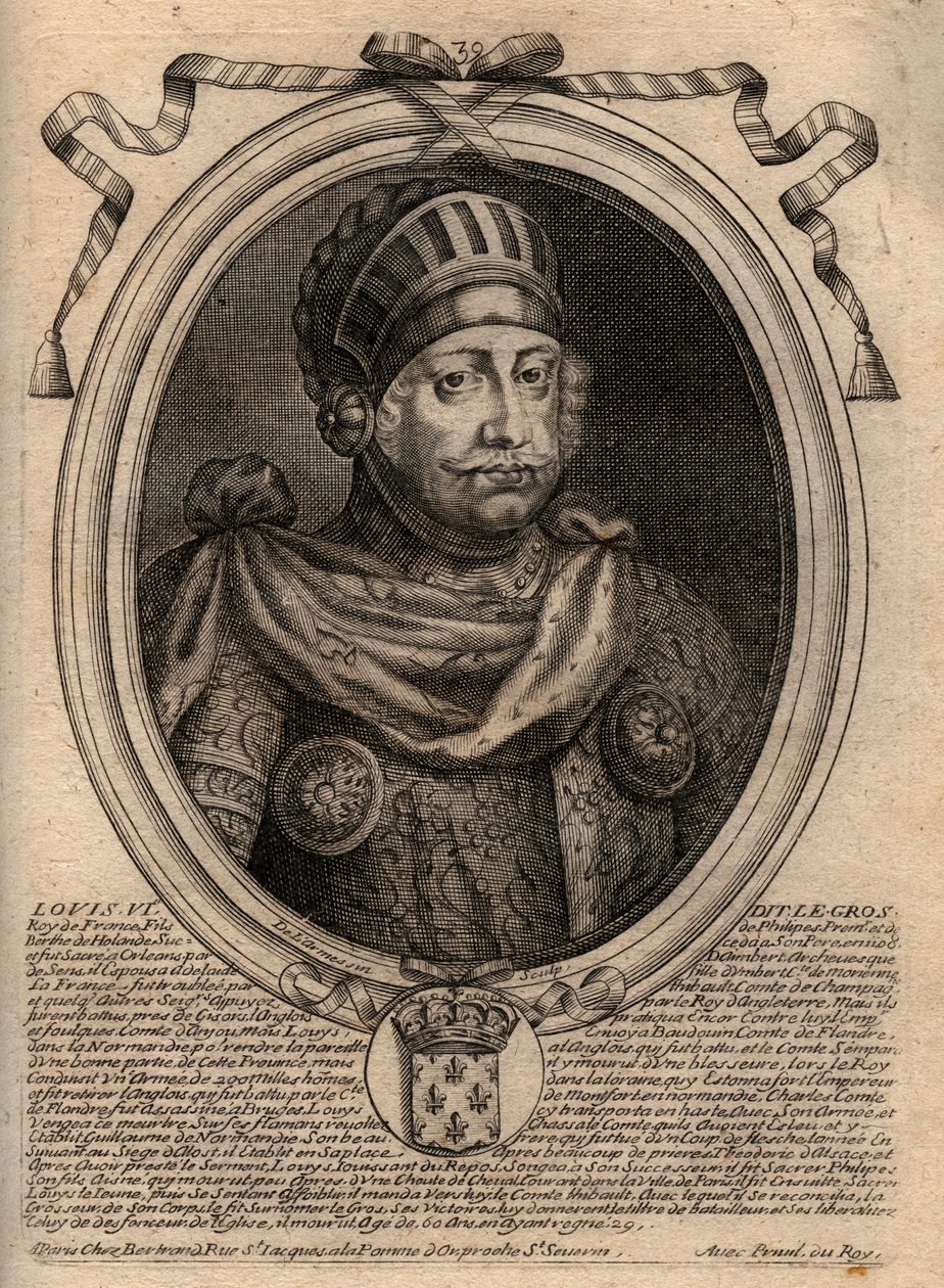 Portrait of Louis VI, called The Fat - engraving from 