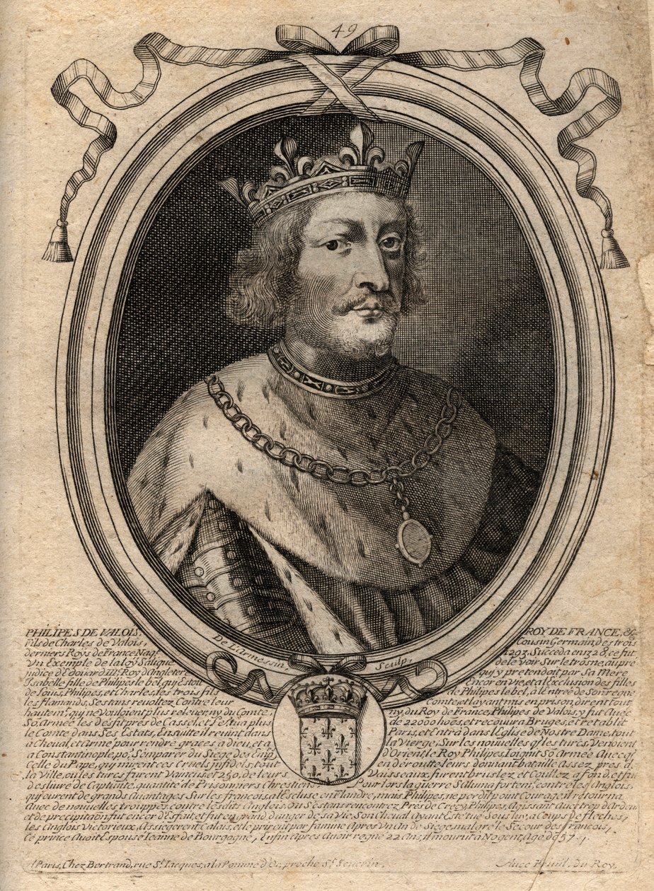 Portrait of Philippe VI of Valois (1294-1350), King of France - Philip VI of Valois (1293-1350) King of France - Engraving from 