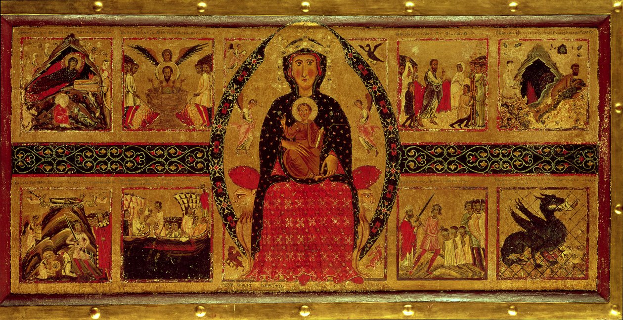 The Virgin and Child Enthroned, with Scenes of the Nativity and the Lives of the Saints, 1260 by di Magnano da Arezzo Margaritone