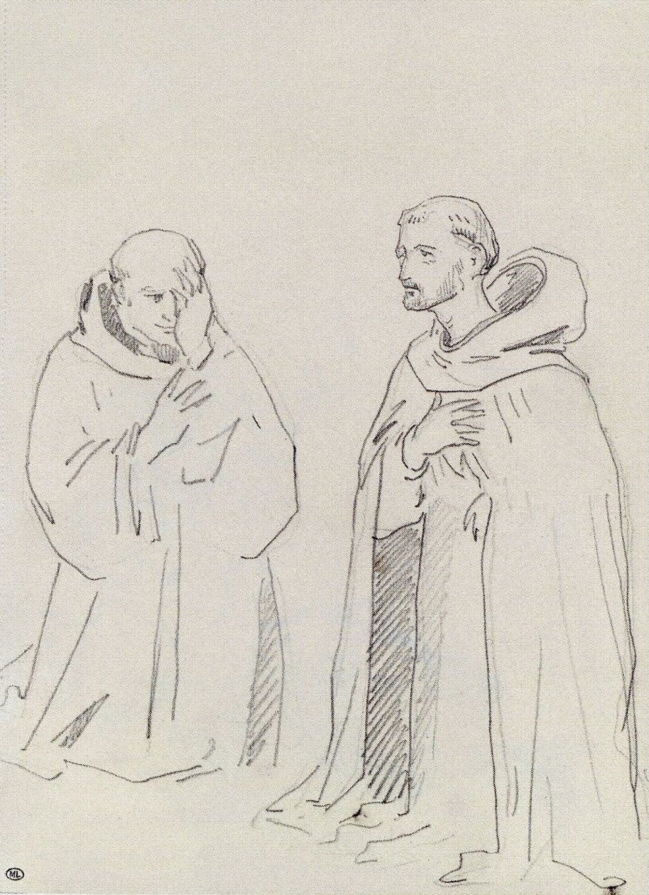 Two Kneeling Monks by Édouard Manet