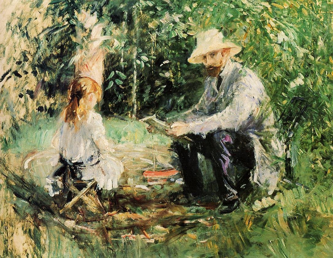Eugène Manet and His Daughter in the Garden by Édouard Manet
