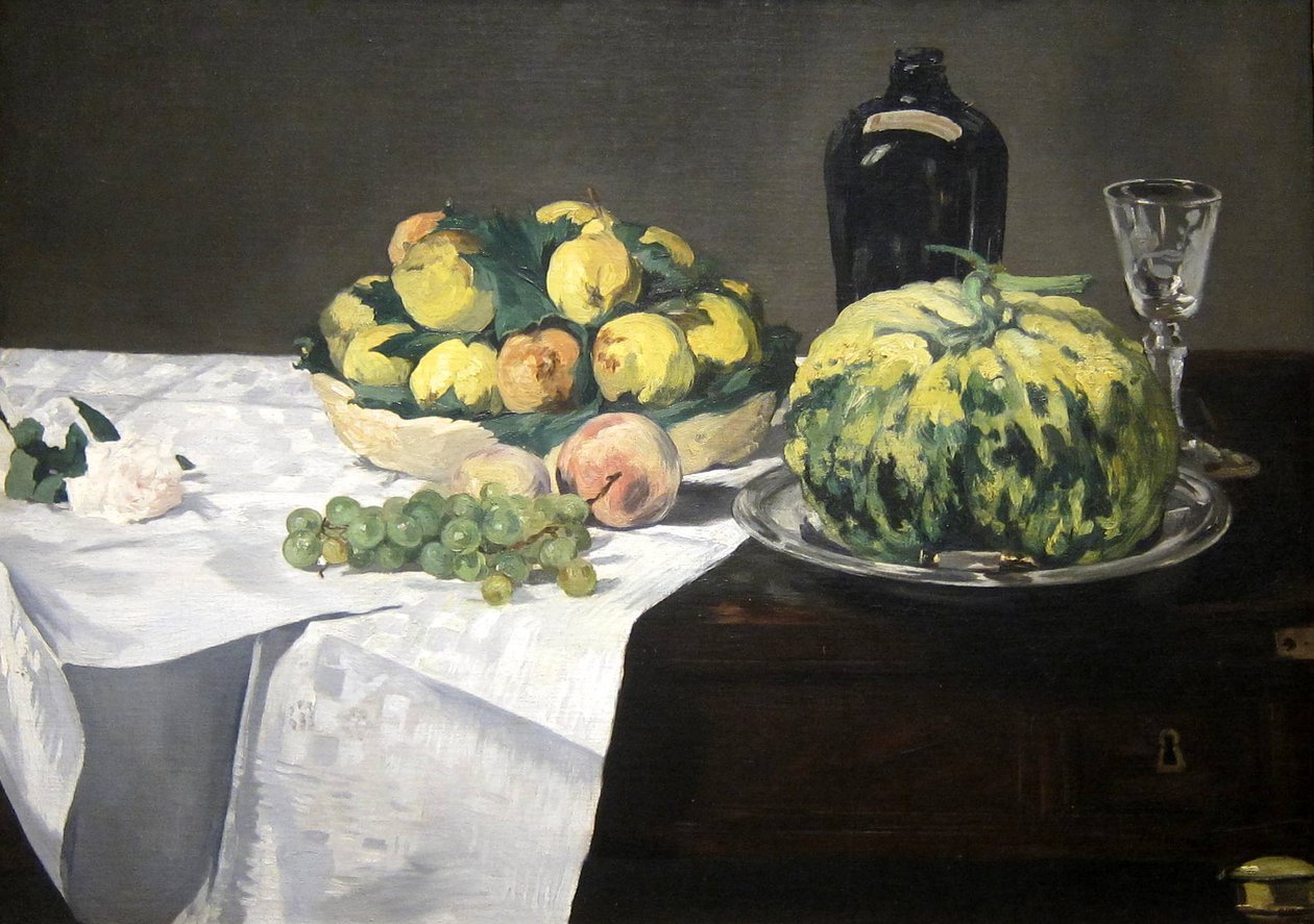 Still Life with Melon and Peaches by Édouard Manet