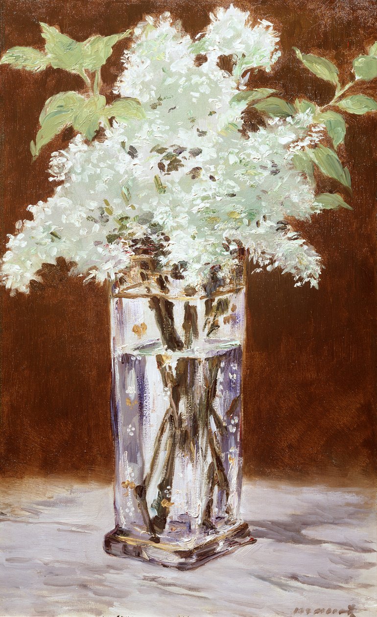 White Lilac in a Crystal Vase by Édouard Manet
