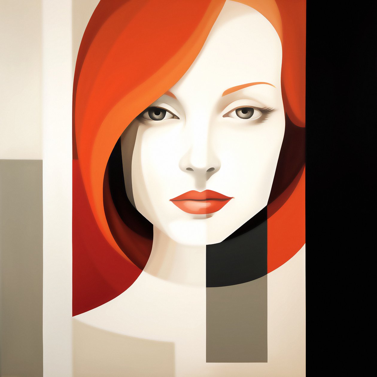 Abstract Minimalist Contemporary Girl Portrait by F. Abderrahim