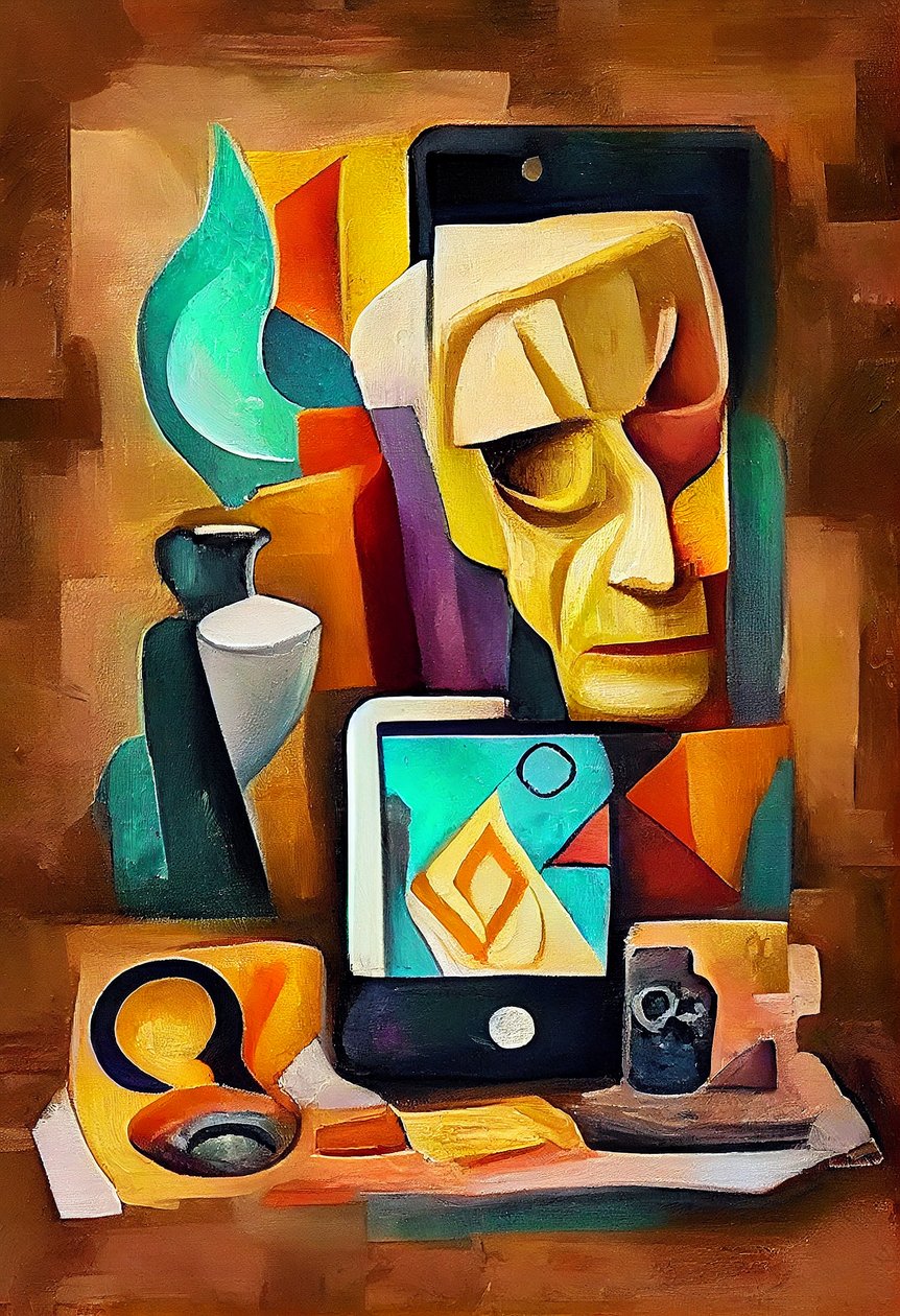 Abstract Surrealist Painting, Picasso Inspired by F. Abderrahim