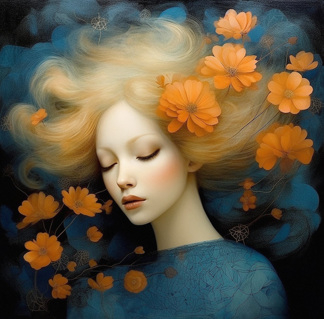 Beautiful Girl Canvas Painting by F. Abderrahim