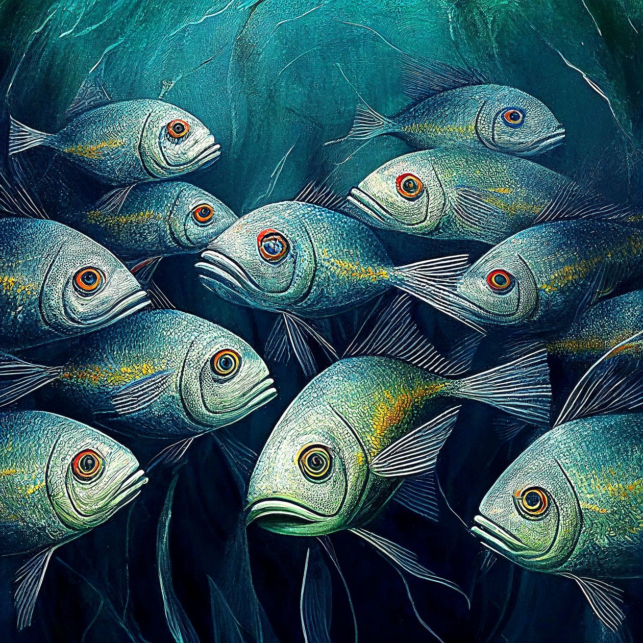 Fishes in Ocean by F. Abderrahim