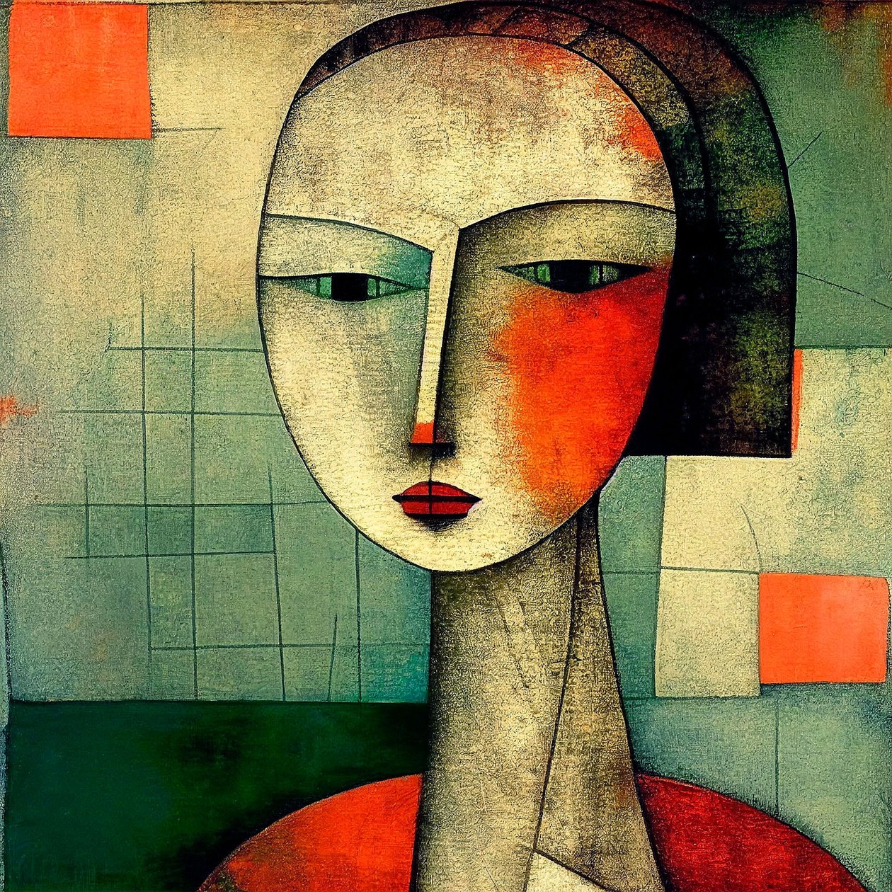 Eyes of Mystery: Abstract Figurative Surrealism Lady Portrait by F. Abderrahim