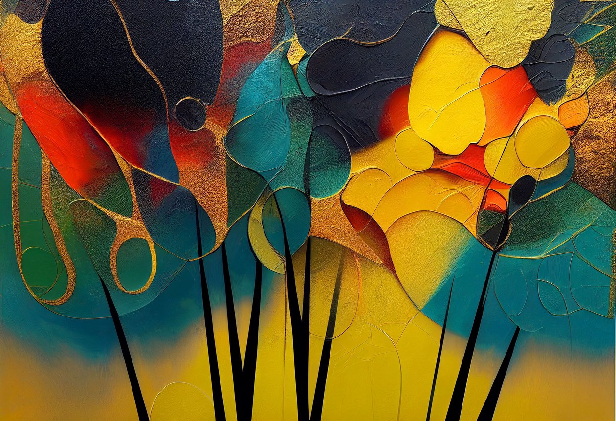 Mysterious Forest: Abstract Trees in Warm Colors by F. Abderrahim