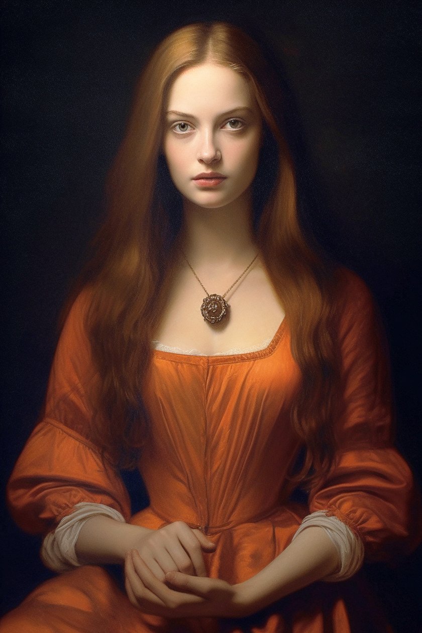 Portrait of a beautiful female supermodel (18th Century) by F. Abderrahim