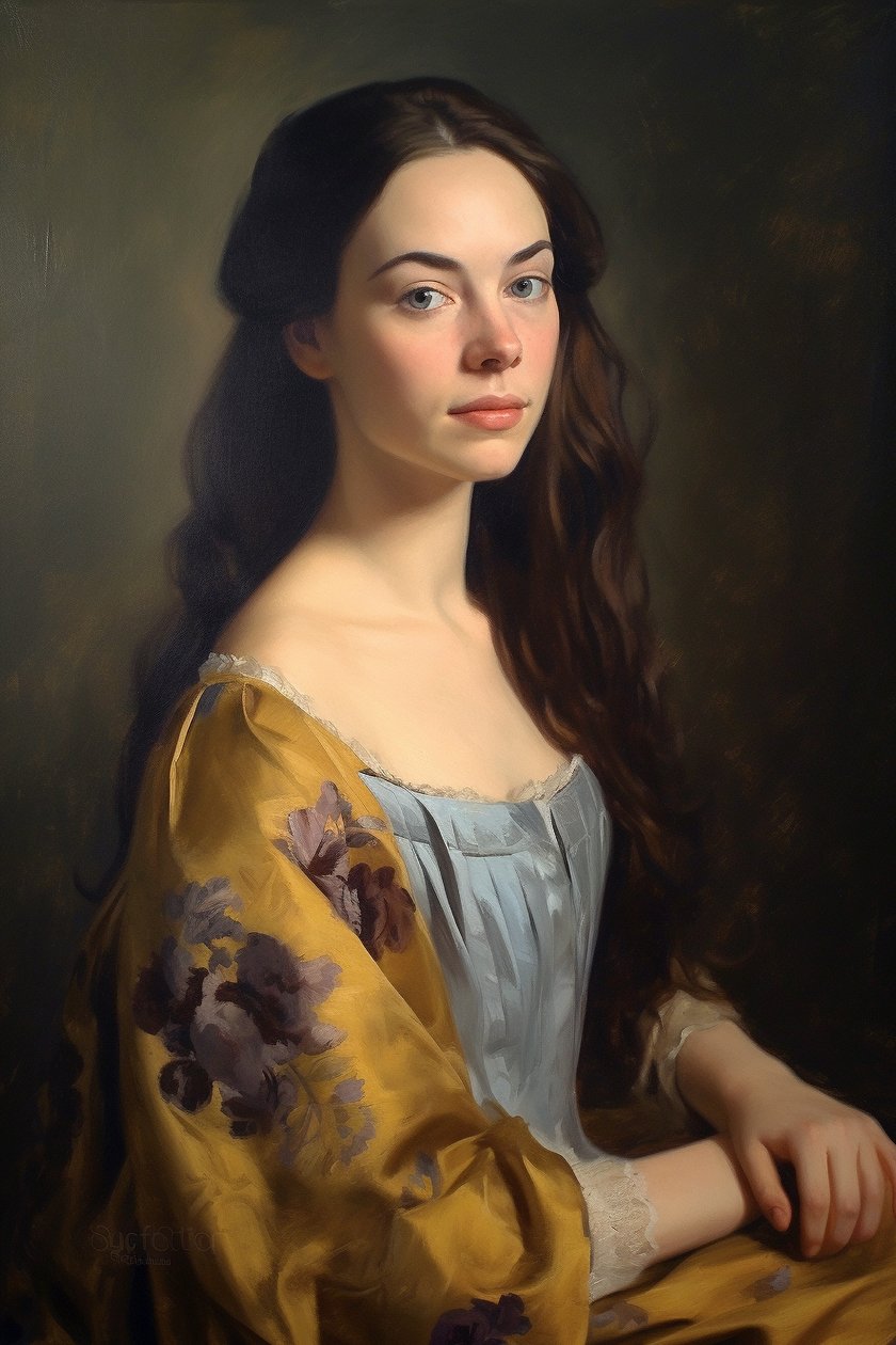 Portrait of a beautiful female supermodel (18th Century) by F. Abderrahim