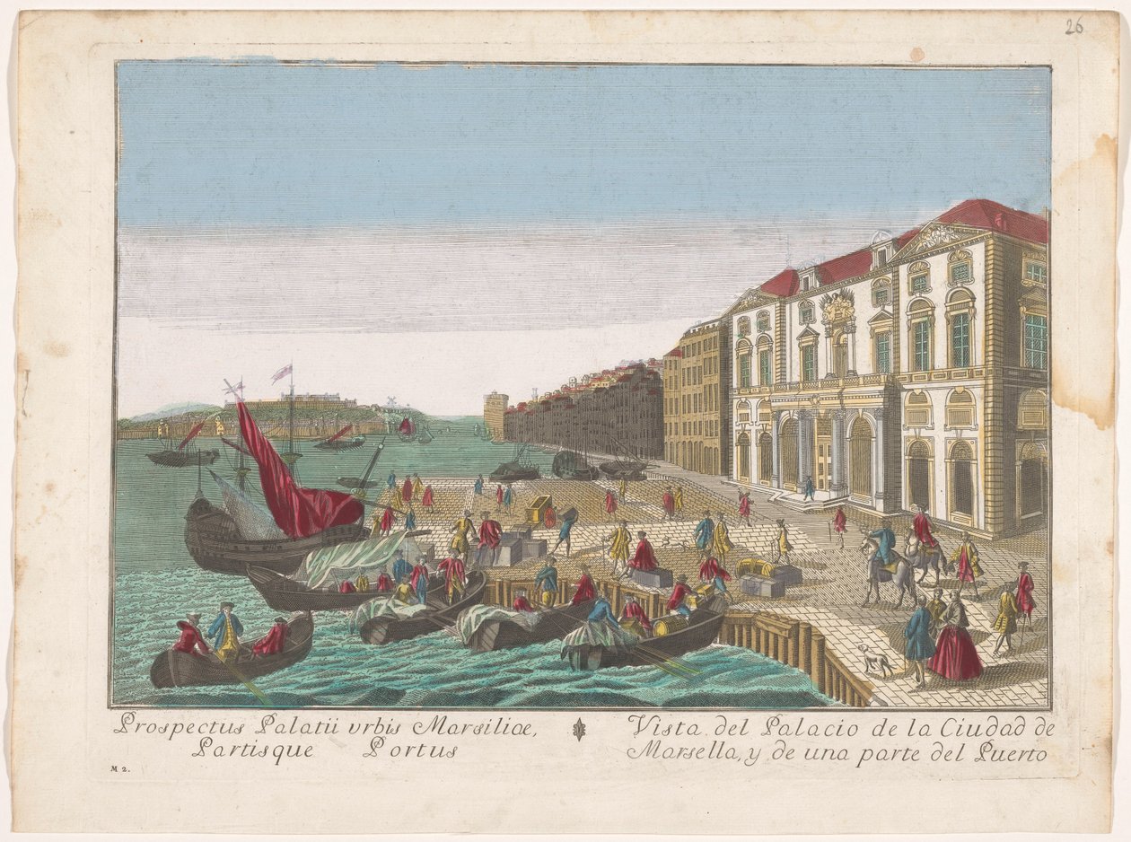 View of the Town Hall and the Harbor in Marseille by familie Remondini (attributed to)