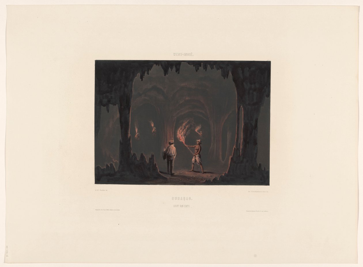 Caves of Hato. Curaçao. Cave of Hato (title on object) by jonkheer Jacob Eduard van Heemskerck